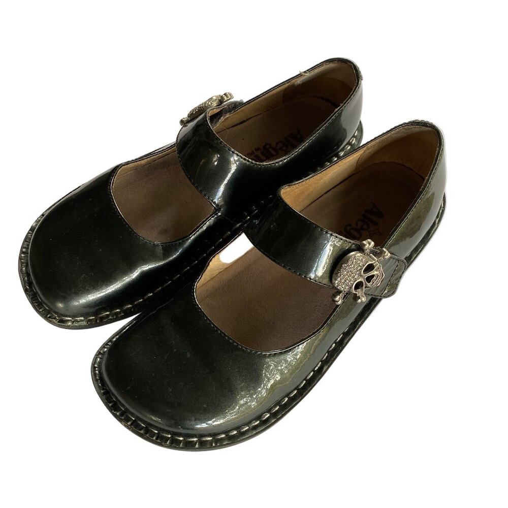 Alegria goth rhinestone skull buckle comfort shoes size EUR37 (US 7/7.5)